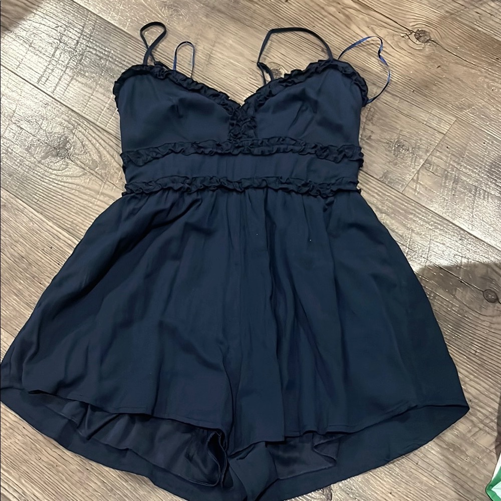Elegant Navy Blue Women's Romper
